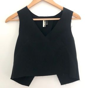 TOPSHOP Structured Open Back Cropped Raw Edge Top